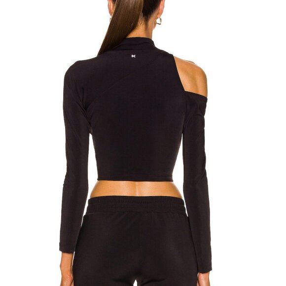 KORAL Activewear Womens XS Outlaw Blackout Long Sleeve Mock Neck Crop Top EUC - Picture 2 of 16